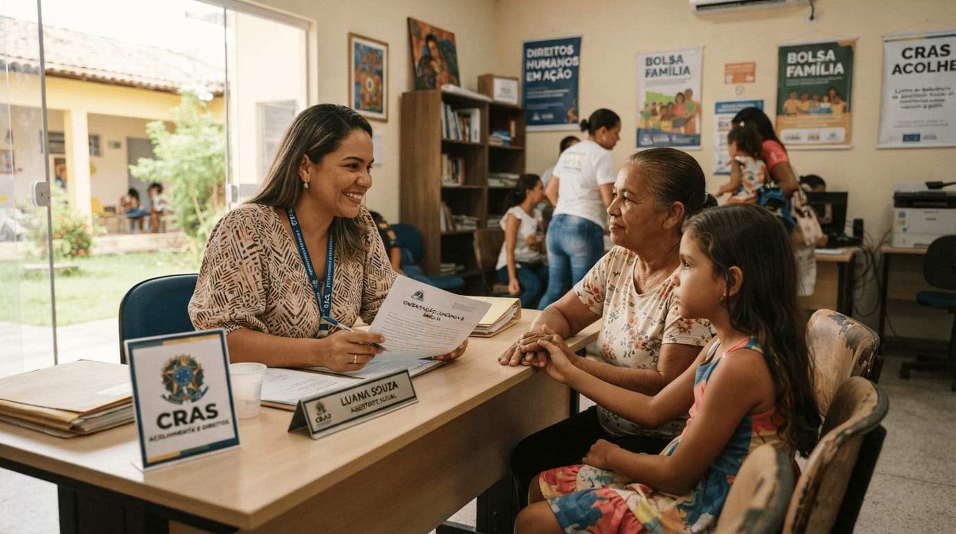 Reunião com conselheiros, educadores e assistentes sociais alinhando diretrizes de proteção e acolhimento comunitário